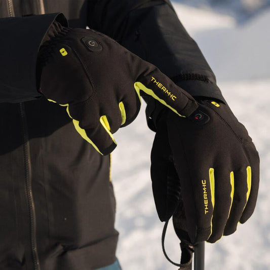Heated ski gloves - Powergloves Ski Light Boost Black/Yellow